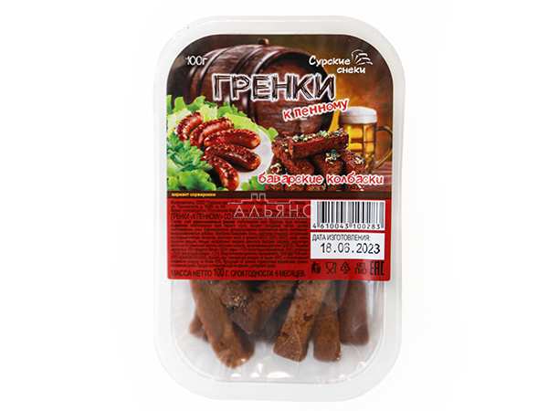Сурские гренки Баварские колбаски (100 гр) в Ноябрьске